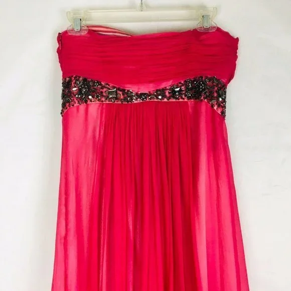 Adrianna Papell Prom Dress Gown Women's 8 Jeweled Beaded Strapless Long Formal - Picture 2 of 11